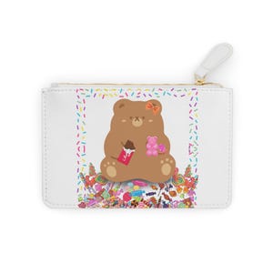 Cute Bear Mini Clutch Bag, Colorful Coin Purse, Gift for Her, Party Accessory, Fun Makeup Bag, Sweet Treats Clutch