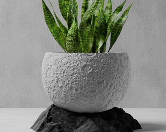Moon Planter – Moderner Mond-Blumentopf mit Standfuß | 3D gedrucktes Innendekor
