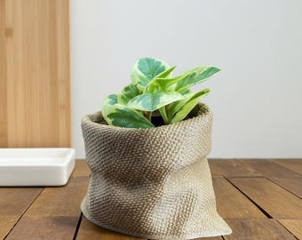 Sackleinen-Stil Blumentopf - texturierter 3D gedruckter Pflanzer (Matte Farben erhältlich)