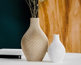 Spiralvase - Minimalistische 3D gedruckte Vase für modernes Wohndekor | Matte Farben erhältlich