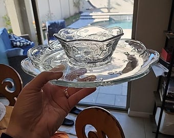 Anchor Hocking Savannah Clear Chip & Dip Set EXCELLENT CONDITION!