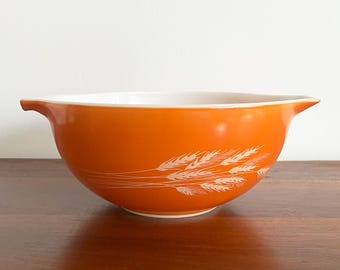 Bol para mezclar Pyrex Vintage Cosecha de Otoño – 2,5 cuartos de galón Diseño Cenicienta Trigo