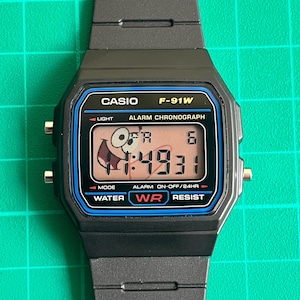 Casio F-91W Patrick Star Custom Watch – Retro Digital Style with NFC Tag Inside