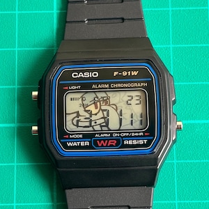 Casio F-91W Squidward Tentacles Custom Watch – Retro Digital Style with NFC Tag Inside