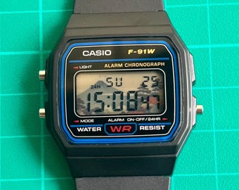 Custom Casio F-91W Watch – Japanese Art, NFC Tag Retro Digital Style