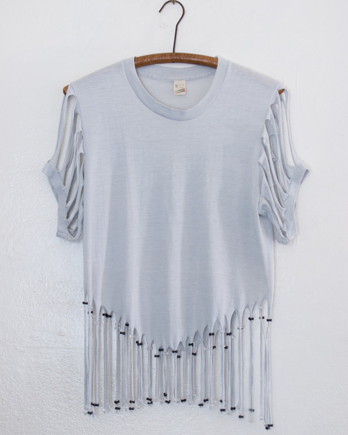 Fringed & beaded tshirt M Etsy