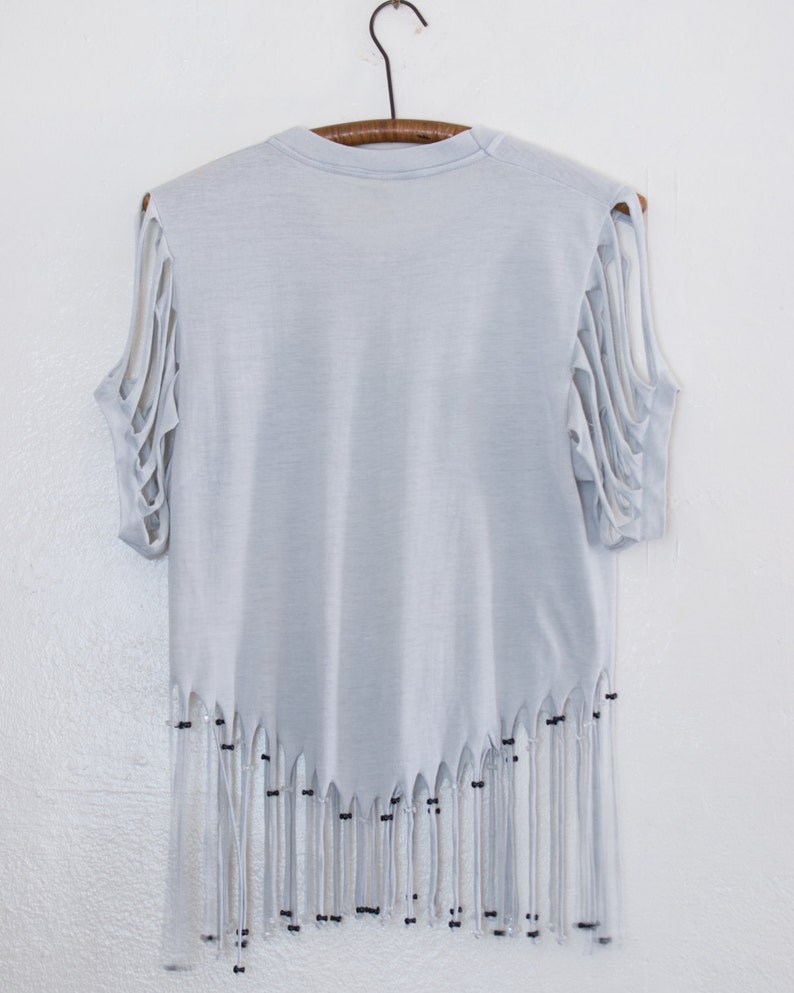 Fringed & beaded tshirt M Etsy