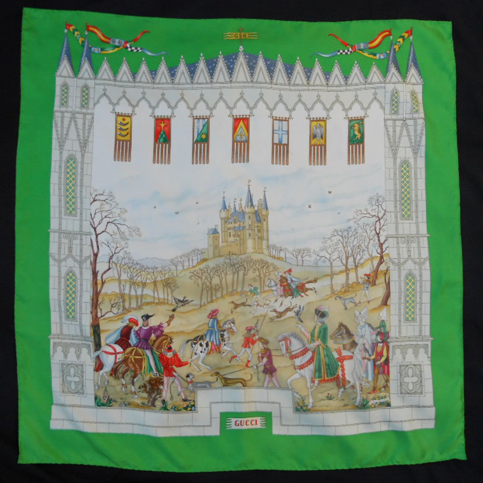 Vintage GUCCI Silk Scarf Medieval Castle V. Accornero Etsy