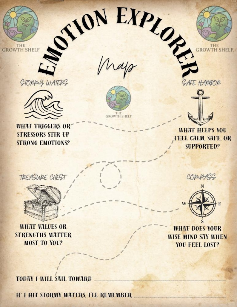 Emotion Explorer Map – Therapy Worksheet for Coping Skills ...