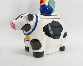 Certified International Co. Cow Rooster Cookie Jar Kitchen Decor Large Ceramic