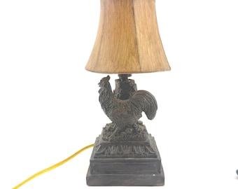 Rooster Accent Lamp Home Decor Small 10" H Brown Rustic Farmhouse Style Kitchen