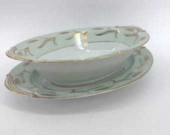 Noritake Alice Serving Underplate Set Green Gold Wheat 5267 Japan Fine China