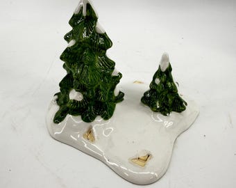 Dept 56 Uptown Ford Licensed Covered Trees Figurine Green White Ceramic Decor