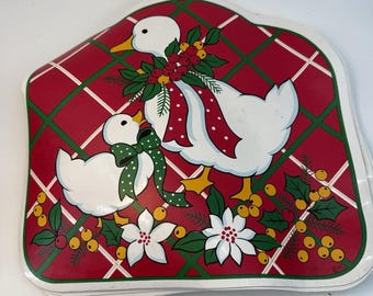 Vintage TC Christmas Placemats Set of 5 Red Green Holiday Duck Fair Condition