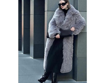 Faux Fur Long Coat | Women's Winter Lapel Outwear