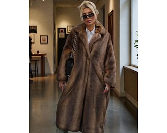 Brown Faux Fur Coat | Women's Luxury Knitted Outerwear