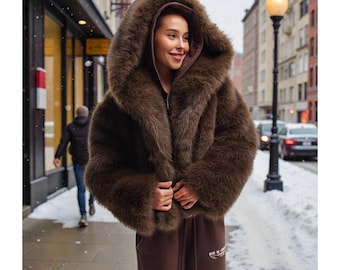 Hooded Faux Fur Short Coat | Women's Winter Outerwear