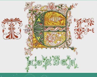 Manual de 363 iniciales iluminadas, letras ornamentales y 155 alfabetos de la realeza de los siglos VI al XVIII