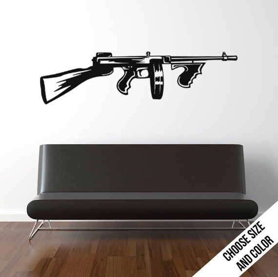 Tommy Gun Wall Decal Vinyl Sticker Gangster Godfather Etsy