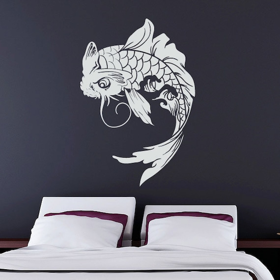 Koi Fish Wall Decal Japanese Vinyl Sticker Etsy