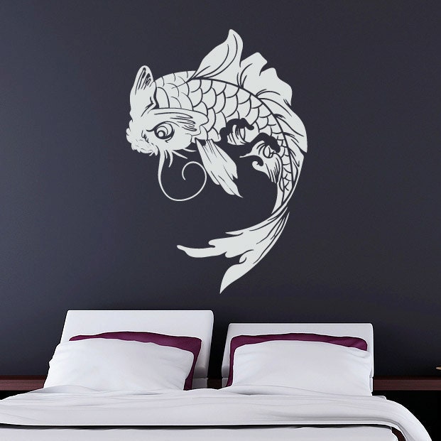 Koi Fish Wall Decal Japanese Vinyl Sticker Etsy