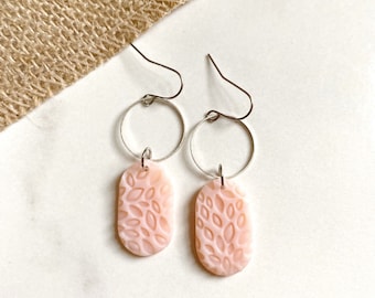 Textured Pink Clay Earrings