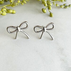Coquette Bow Stud Earrings, Silver Bow Earrings, Bow Stud Earrings
