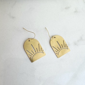 Horizon Sun Dangle Earrings: Handmade Brass Sunrise Jewelry