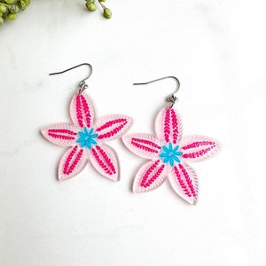 Floral Acrylic Dangle, Flower Earrings, Spring Flower Earrings, Modern Flower Earrings