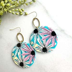 Floral Acrylic Dangle Earrings: Tropical Wildflower Jewelry