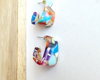 Rainbow Acrylic Hoop Earring