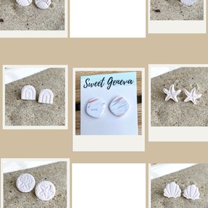 Textured Beach Stud Earrings, Beach Clay Stud Earrings, Shell Stud Earrings, Sand Dollar Earrings