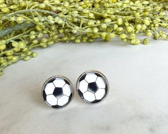 Puces d'oreilles ballon de football : bijoux pour maman footballeuse