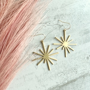 Brass Sun Dangle Earrings