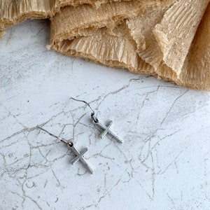 Silver Cross Earrings: Minimalist Religious Jewelry