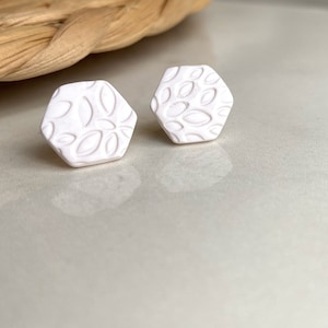 Textured White Clay Stud Earrings