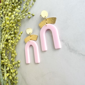 Pink & Gold Dangle Earrings: Modern Everyday Jewelry