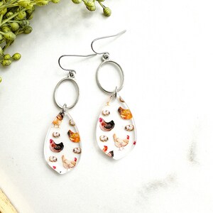 Chicken Acrylic Earrings, Farm Earrings
