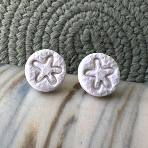 Textured Beach Stud Earrings, Beach Clay Stud Earrings, Shell Stud Earrings, Sand Dollar Earrings