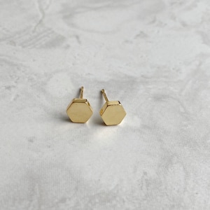 Gold Hexagon Stud Earring