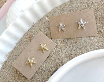 Gold Starfish Stud Earrings: Beach Wedding Jewelry