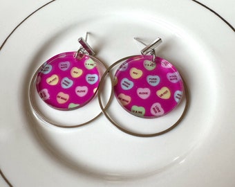 Conversation Heart Dangle Earring