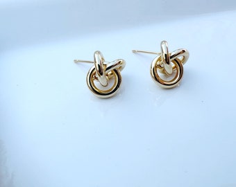 Gold Knot Stud Earrings