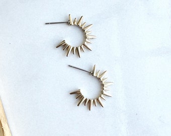 Gold Sun Stud Earrings, Sun Stud Earrings, Hollow Sun Stud Earrings, Rivet Earring