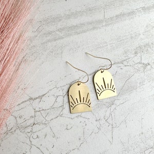 Brass Sun Dangle Earrings