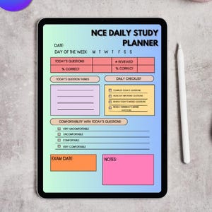 NCE Exam Study Planner, Customizable Daily Template, NCE Exam Prep, Rosenthal Purple Book, NCE Studying