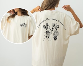 Comfort Colors® Disney Mrs And Mr Sweatshirt, Mickey Minnie Est. Couple Happy Ever After Tee, Disney Wedding Shirt, Just Married Honeymoon