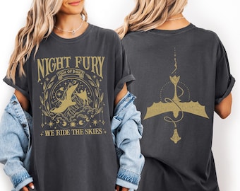Comfort Colors® Night Fury Dragon Shirt, How To Train Your Dragon Gift, Funny Dragon Lover T-Shirt, Fantasy Book Reader Tee,Gift for Friends