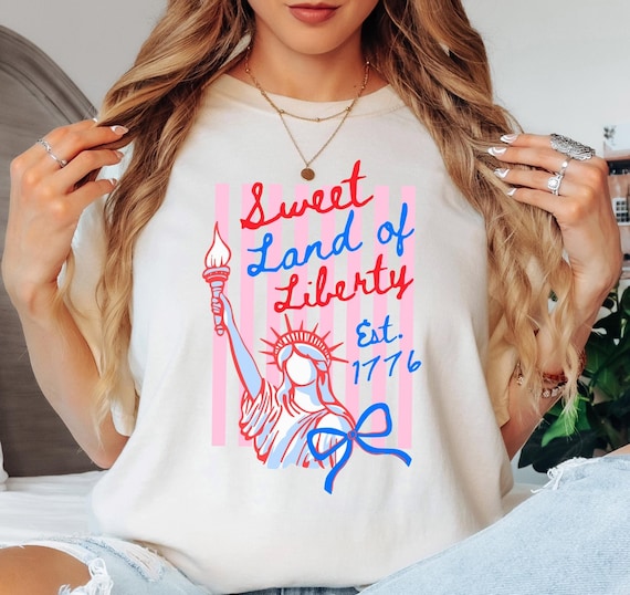 Comfort Colors® Sweet Land of Liberty Shirt, USA 250 Striped Shirt,Patriotic Fourth of July Tee, American Flag Stripes Shirt,Vintage USA Tee