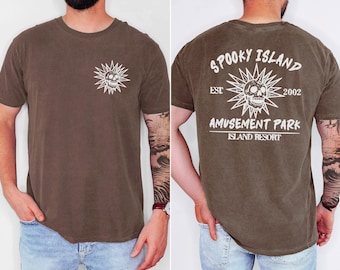 Comfort Colors® Retro Halloween Shirt, Spooky Island Graphic Tee, Summerween Baggy Top, Vintage Ghost Halloween Shirt, Nostalgia Fan Tee